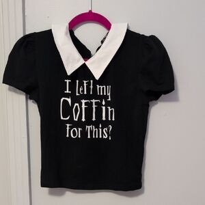 Dolls Kill Black and White Collared Top